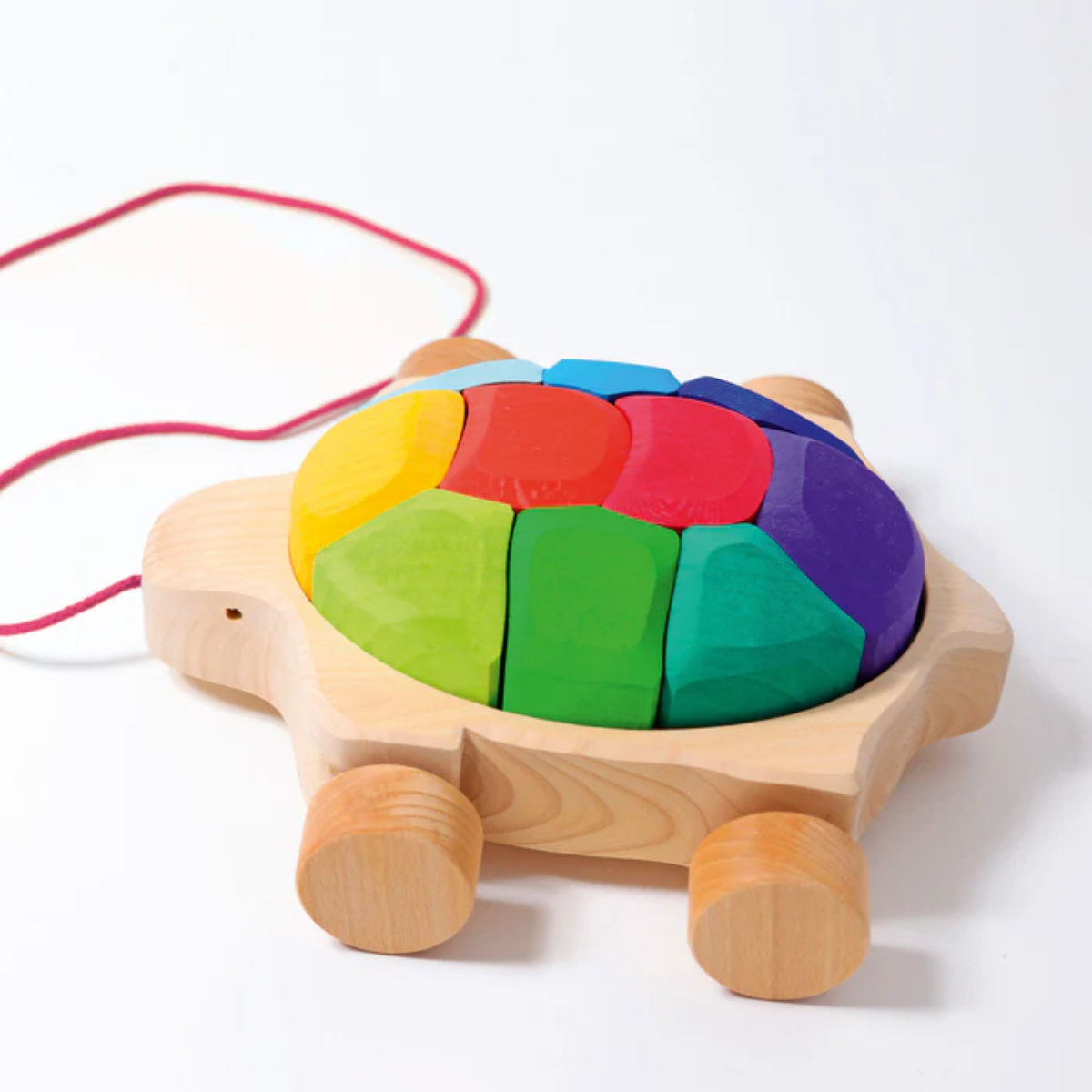 Grimm’s Wooden Pull-Along Toy, Rainbow Turtle