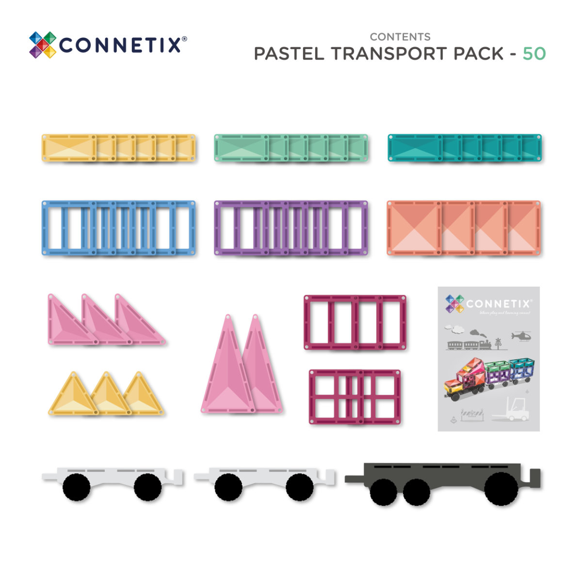 Connetix Magnetbausteine Pastel Creative Transport Bundle – 154 Teile