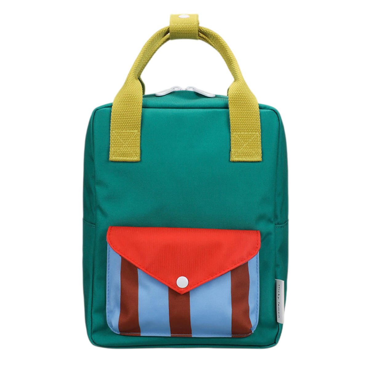 Lässig Kinderrucksack in Grün Blau Rot - Vorderansicht