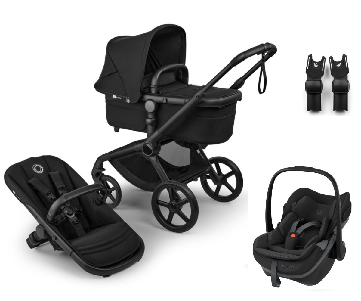 Bugaboo Kinderwagen Komplettset in Schwarz - schräge Ansicht