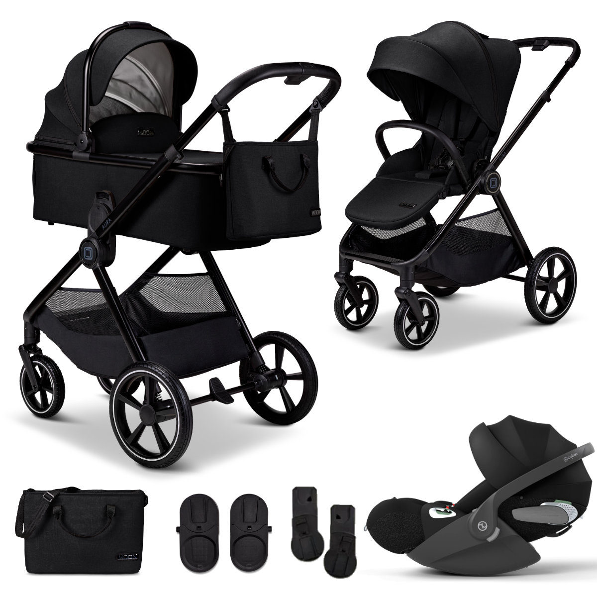 Moon Aura Stroller Set 3 in 1 including Cybex Cloud T i-Size Infant Car Seat