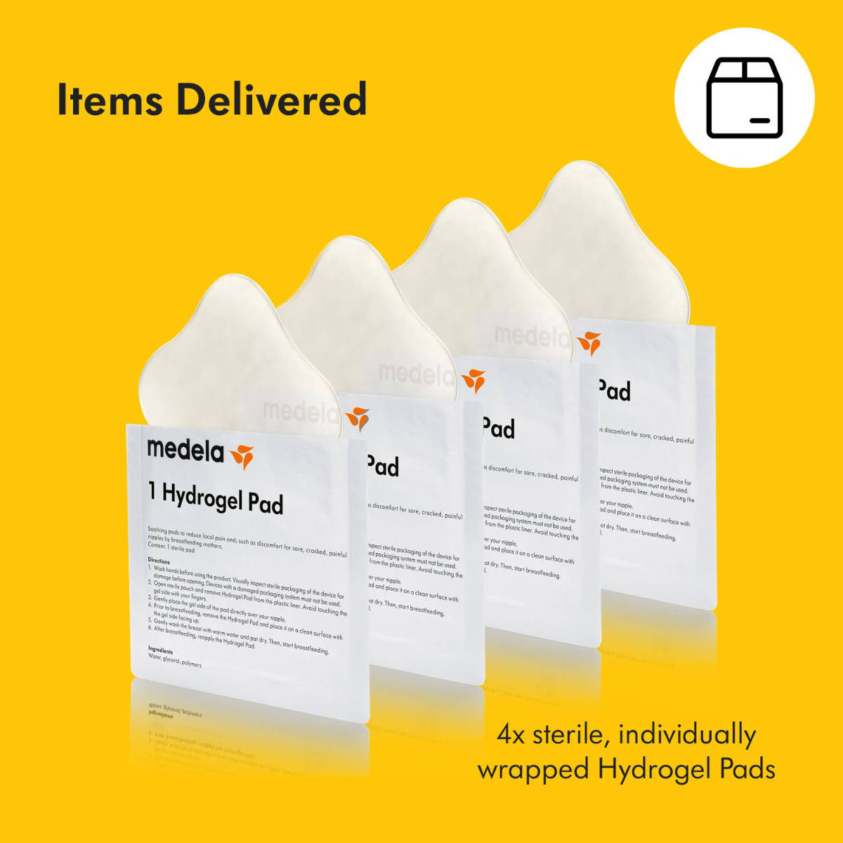 Medela Hydrogel Pads 4 Stk. in Weiß - schräge Ansicht