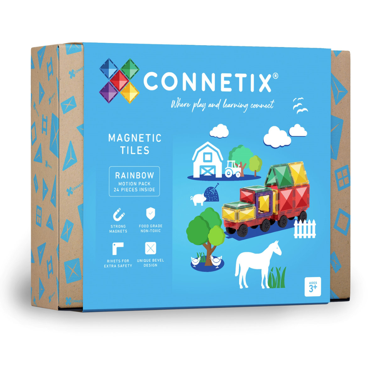 Connetix magnetic bricks Rainbow - 24 parts - Motion Pack