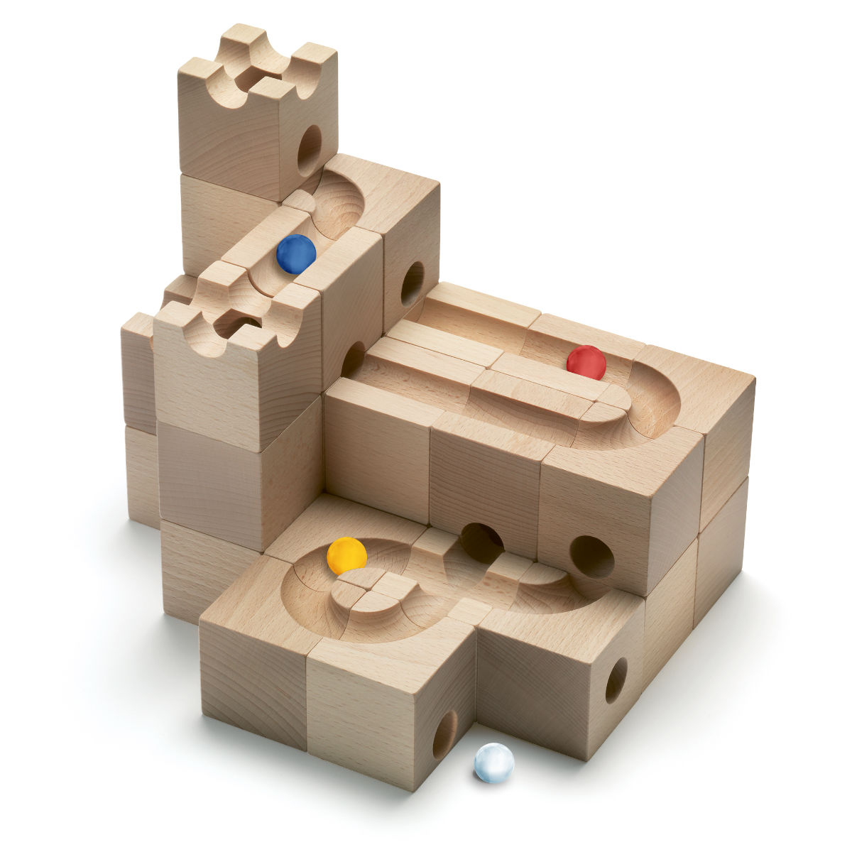 CUBORO STANDARD 32 Marble Run – 32 Piece Starter Set in Swiss Beech Wood