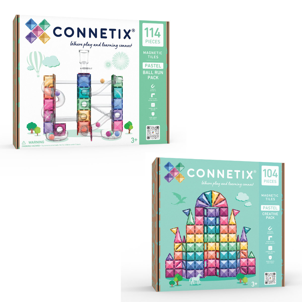 Connetix Magnetbausteine Pastel Creative Ball Run Bundle – 218 Teile