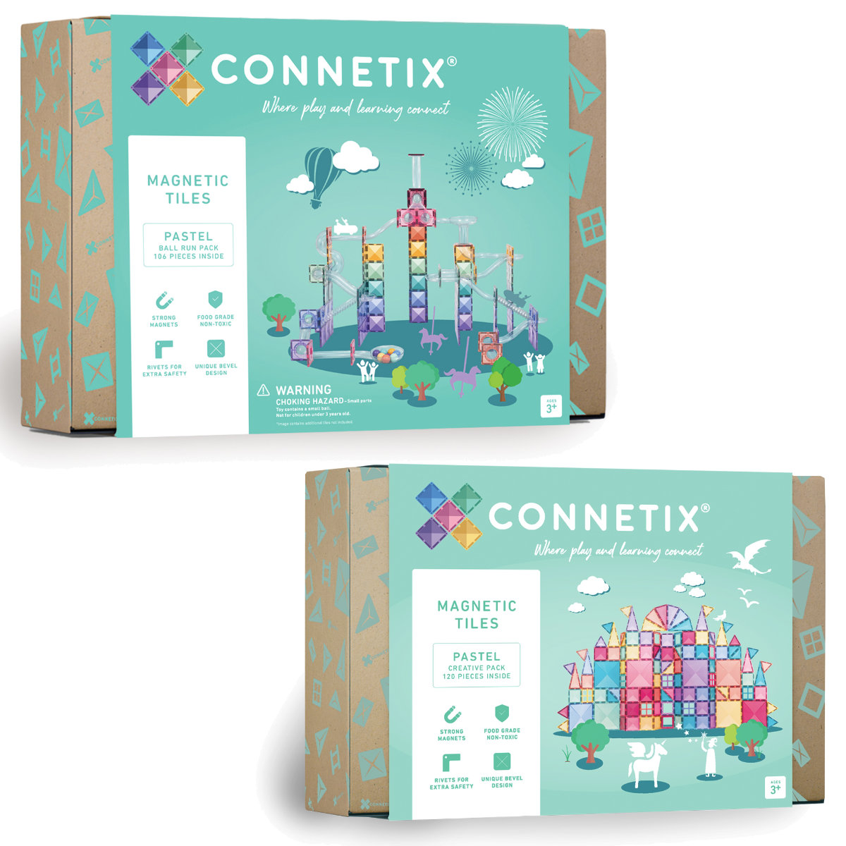 Connetix Magnetbausteine Pastel Set – Kugelbahn & Creative Pack - 226 Teile