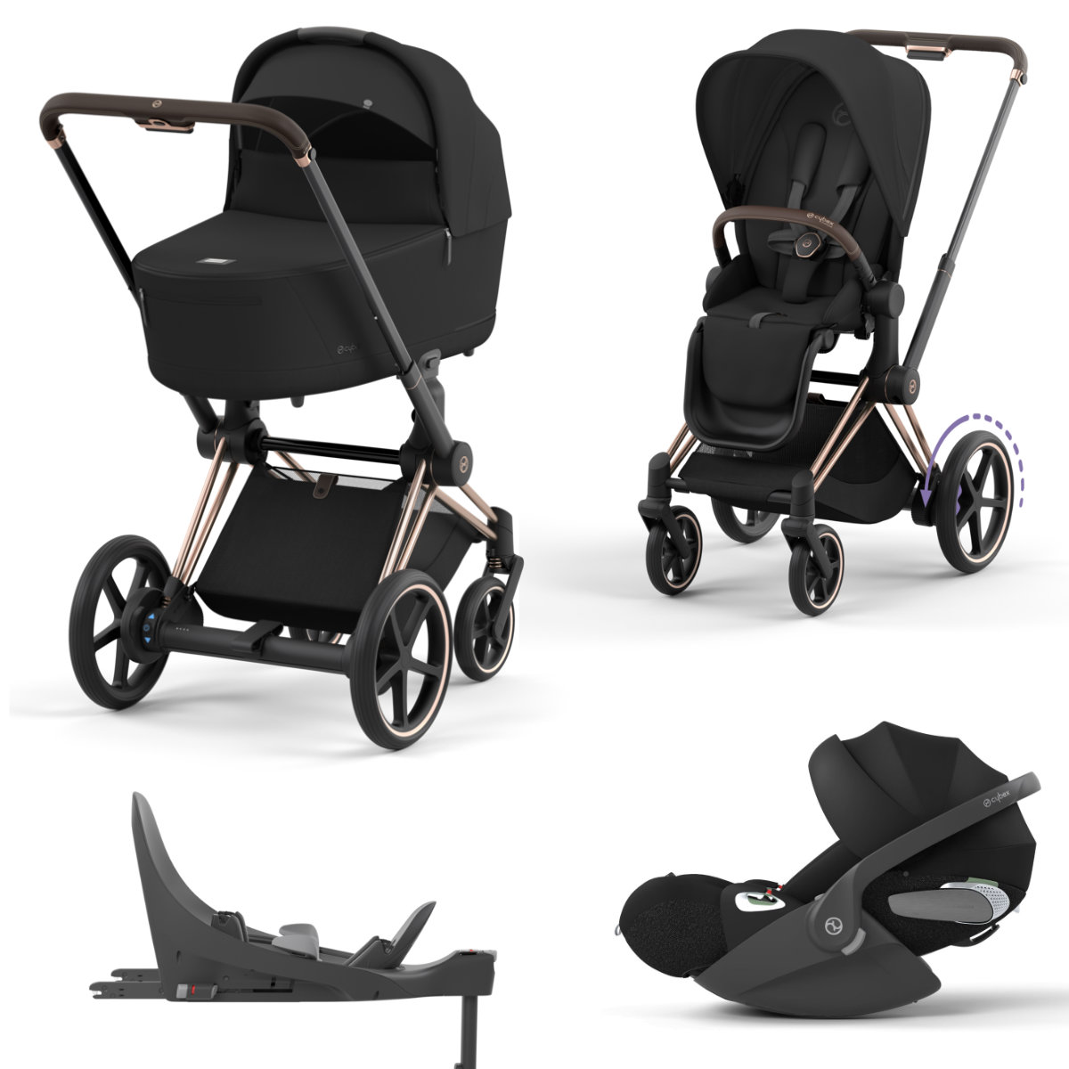 Cybex E-Priam Stroller Set 4 in 1 incl. Cybex Cloud T i-Size car seat and Base T i-Size