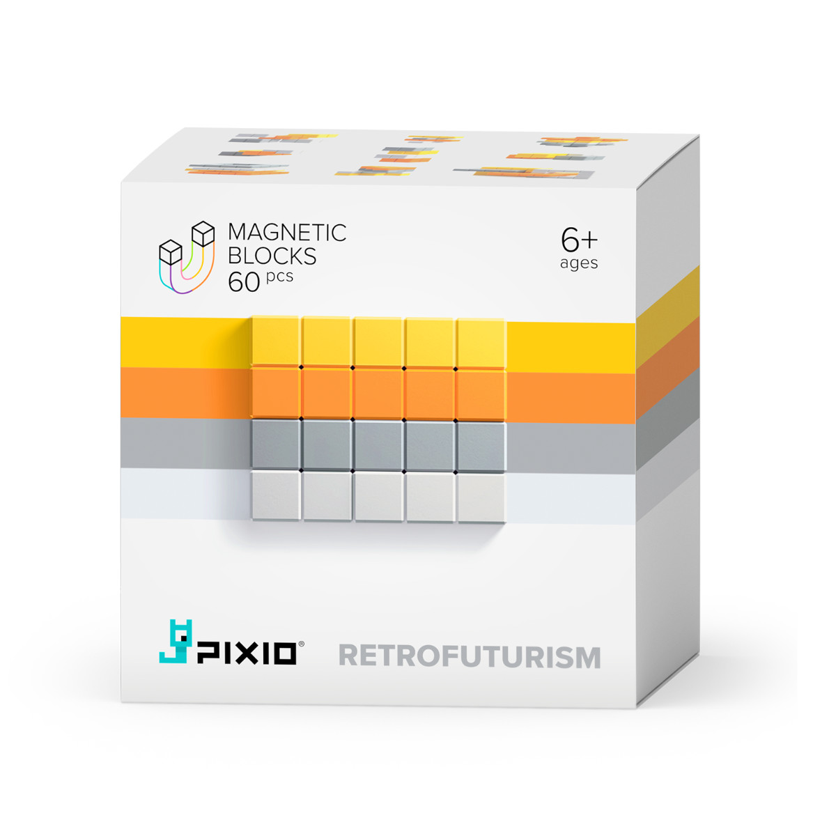 PIXIO Magnetische Bausteinwürfel Abstract Retrofuturism 60 Stk