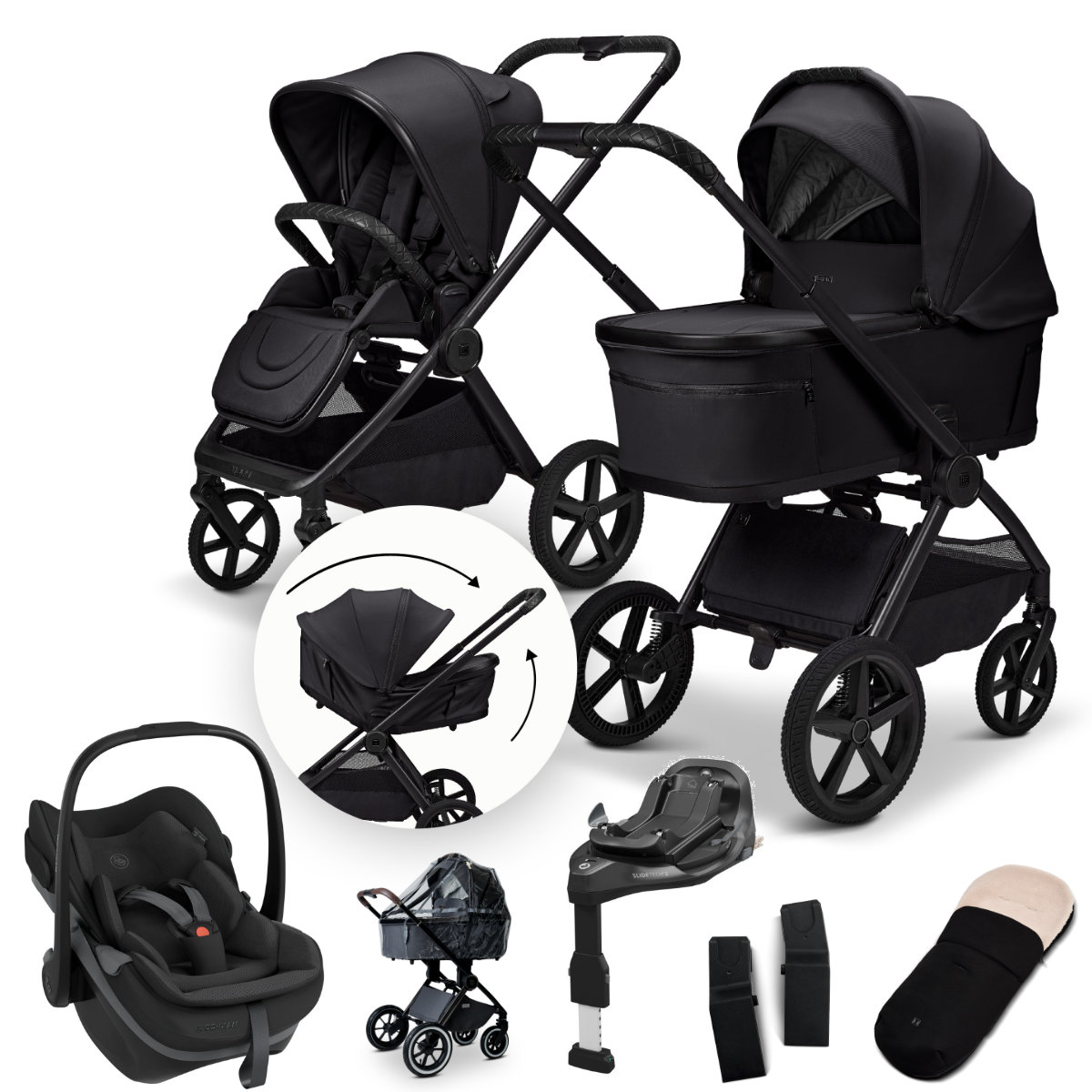 Moon Gio Fold Kinderwagen Set All-in-One inkl. Babyschale & Isofix Basisstation