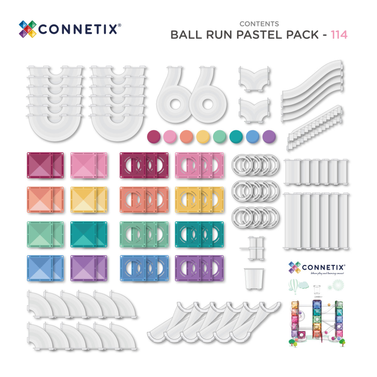 Connetix Magnetbausteine Pastel Mega Ball Run Bundle – 316 Teile
