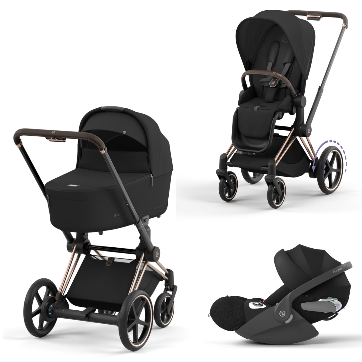 Cybex E-Priam Kinderwagen Set 3 in 1 inkl. Cybex Cloud T i-Size Babyschale