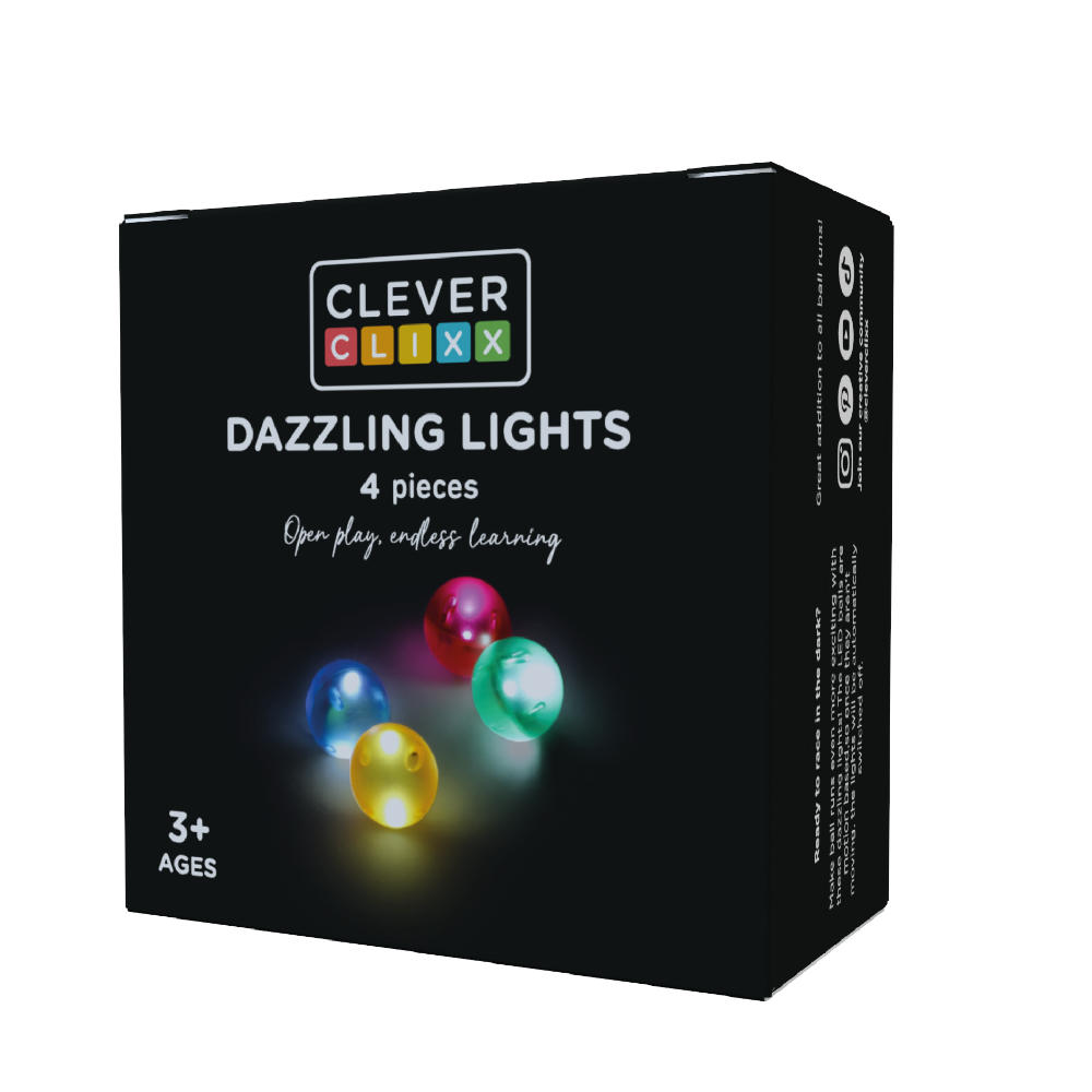 Cleverclixx Light Effect Ball Set – 4 Magnetic Balls for Marble Runs
