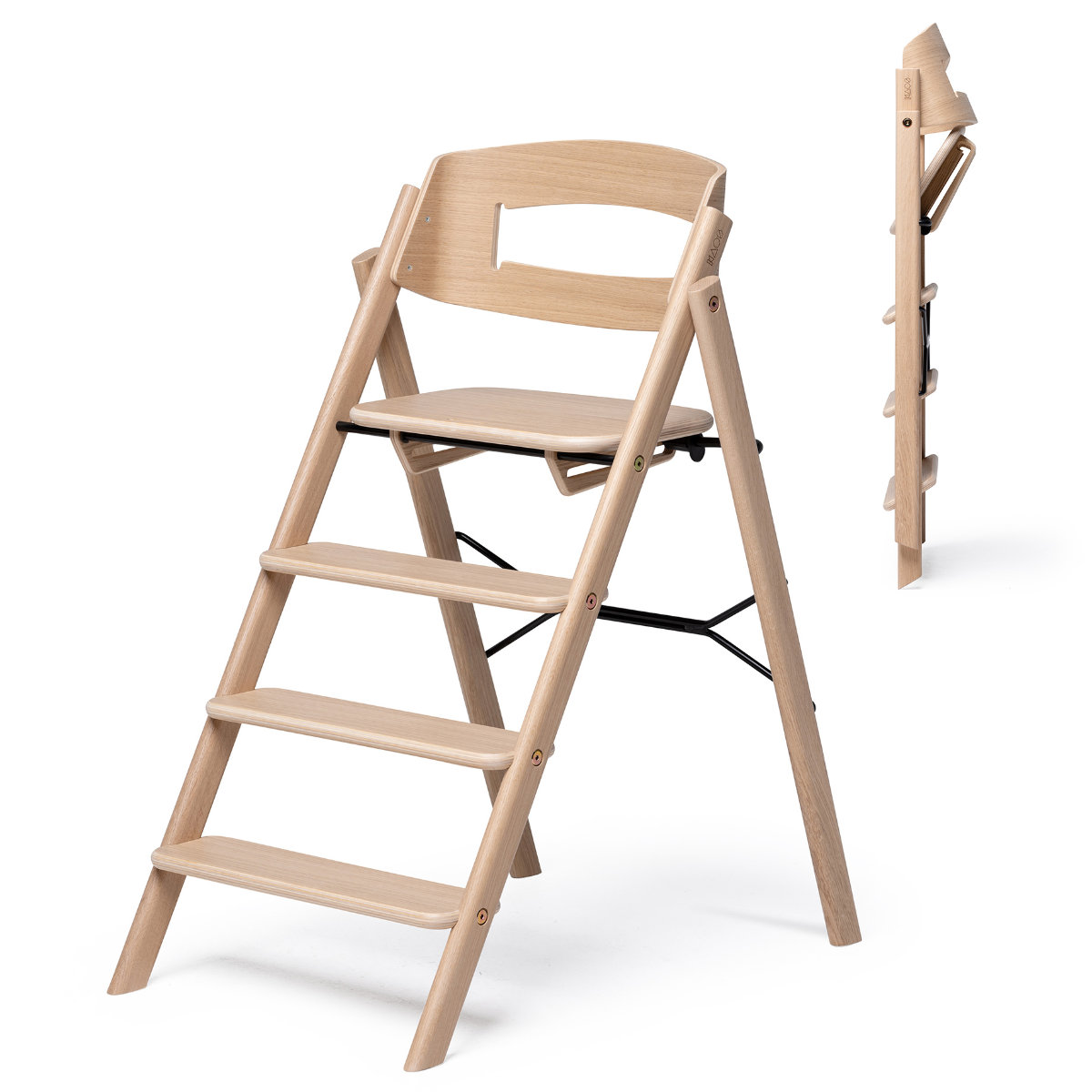 KAOS Klapp high chair made of wood, foldable