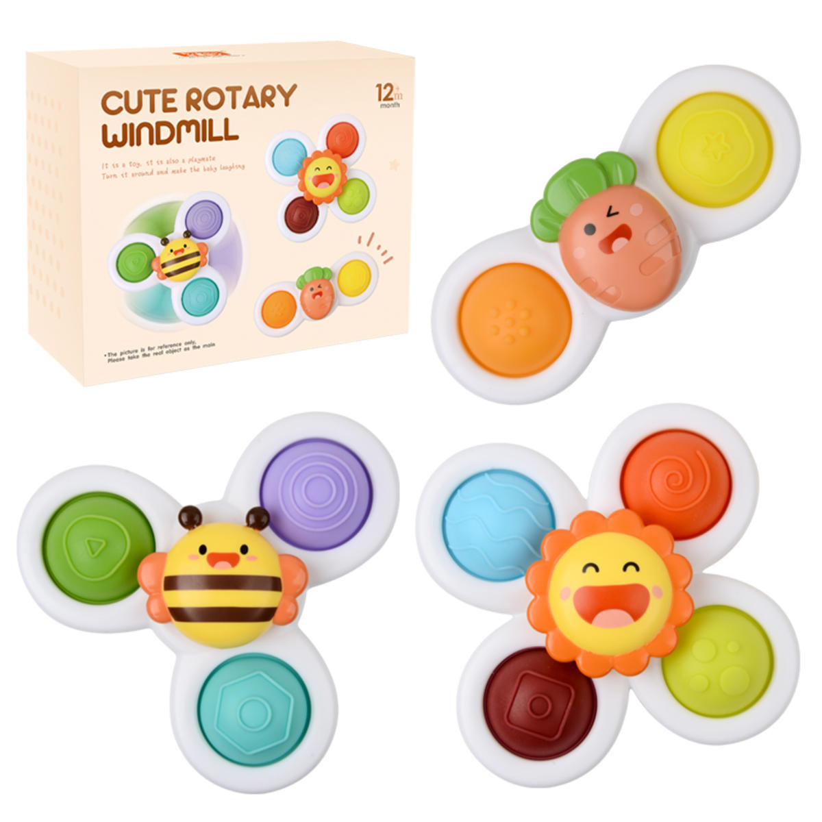 Fresh Kid Sensory Spinners with Suction Cups – Set of 3
