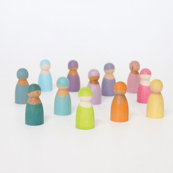 Grimms Wooden Rainbow Friends, 12 Pieces