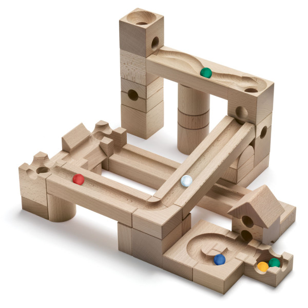 CUBORO JUNIOR Marble Run – 40 Piece Starter Set in Swiss Beech Wood (3+ Years)