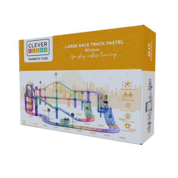 Cleverclixx Race Track Set in Pastel Colors – 80 Pieces