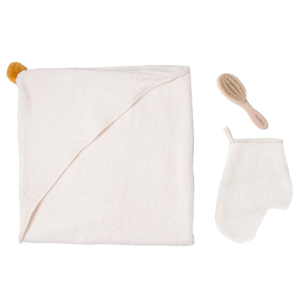 Nobodinoz So Cute Baby-Badeset 3-teilig (Badetuch, Waschlappen & Haarbürste)