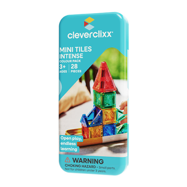 Cleverclixx Mini Tiles Pack Intense – 28 Pieces Magnetic Building Set