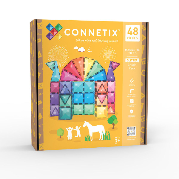 Connetix Magnetic Tiles Castle Glitter Pack – 48 Pieces