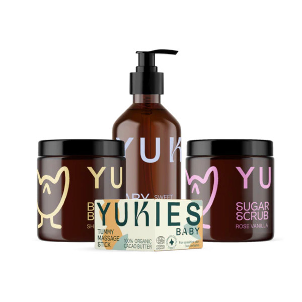 YUKIES Gift Box - Bio Babyöl, Body Butter, Tummy Stick & Sugar Scrub