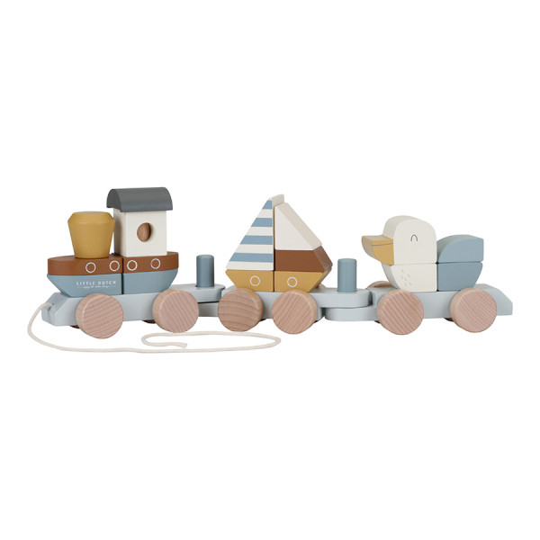 Little Dutch Pull-Along Wooden Train with Shape Sorter