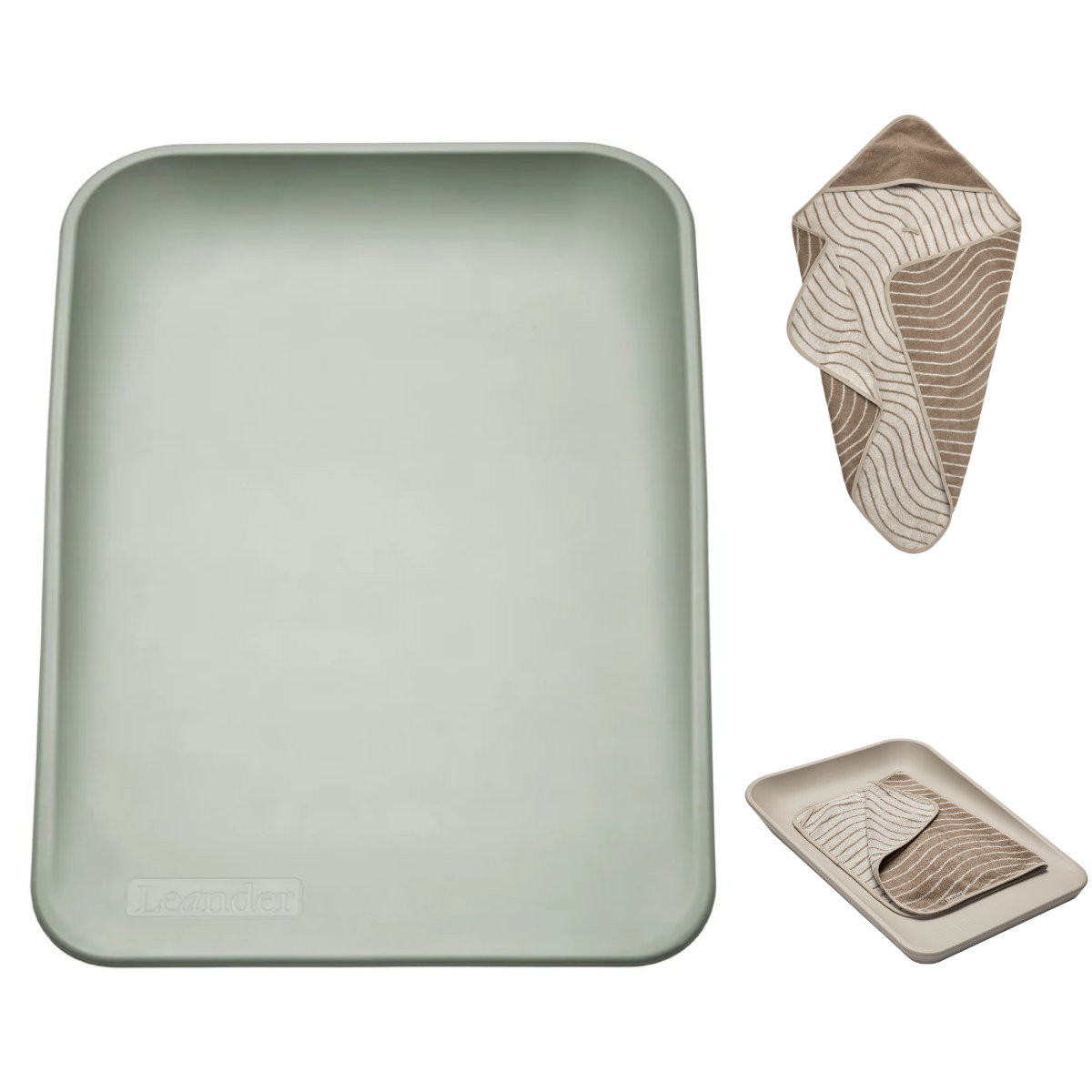 Leander Matty Wickelunterlage + Topper + Hoodie Sage Green