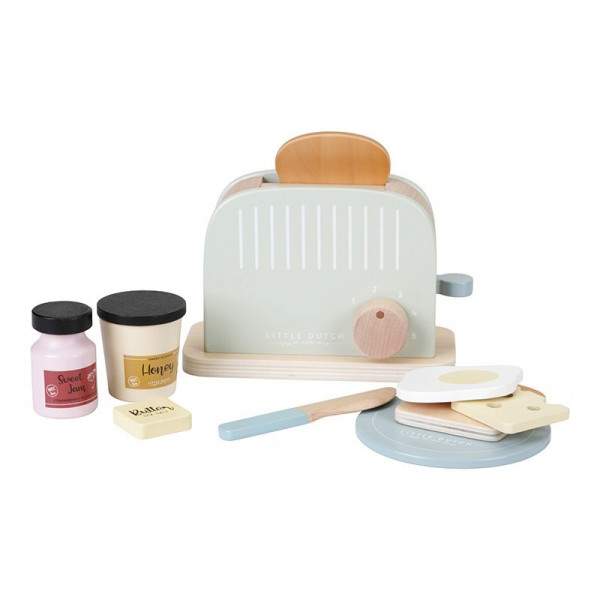 Little Dutch Wooden Bread Toaster 10-Piece, FSC Wood