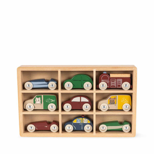 Konges Sløjd Mini Cars – Set of 9 wooden vehicles