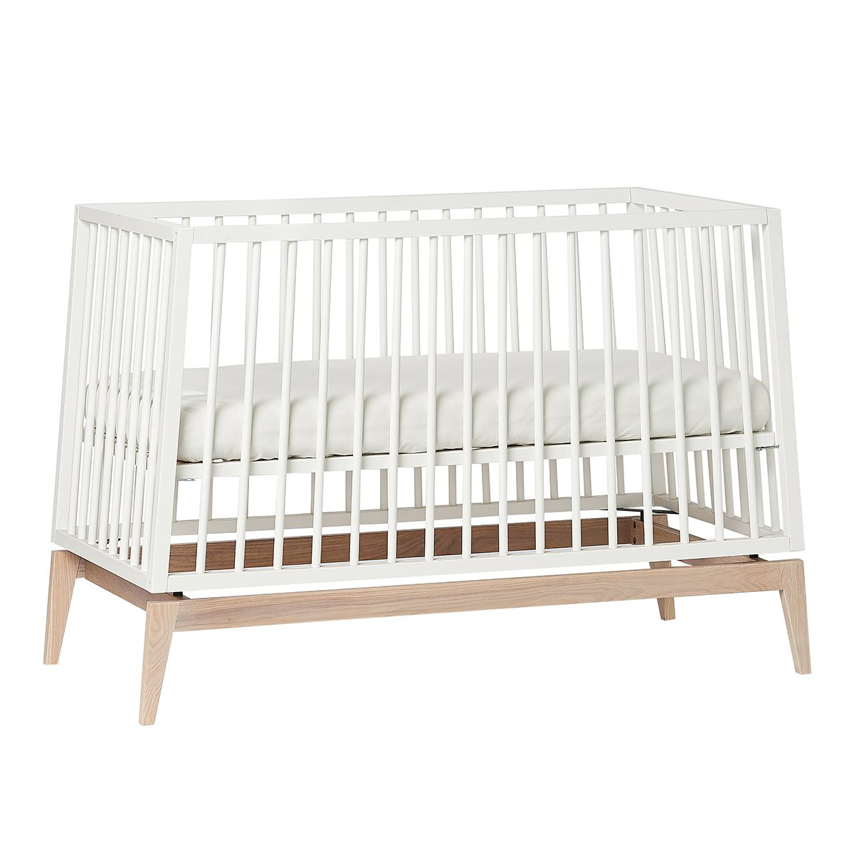 Leander Luna Kinderzimmer L-Set Kleiderschrank Groß Weiss / Eiche Babybett 120 x 60 cm Image