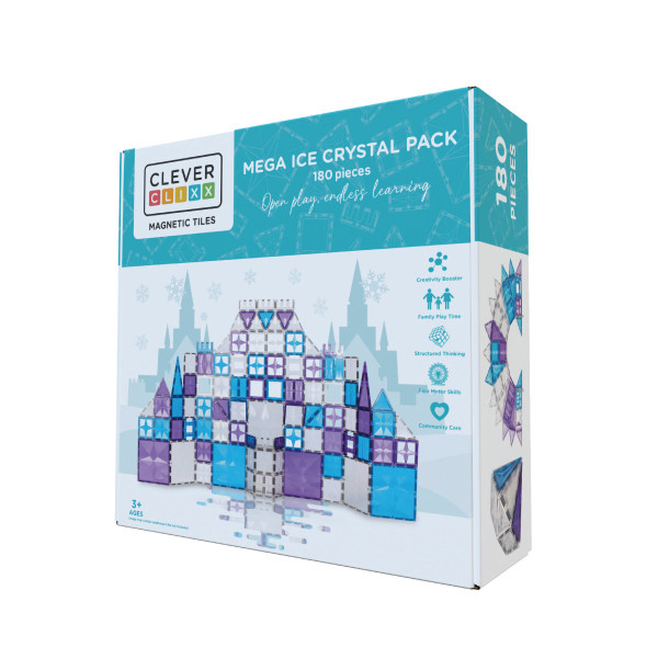 Cleverclixx Mega Ice Crystal Set – 180 Magnetic Tiles