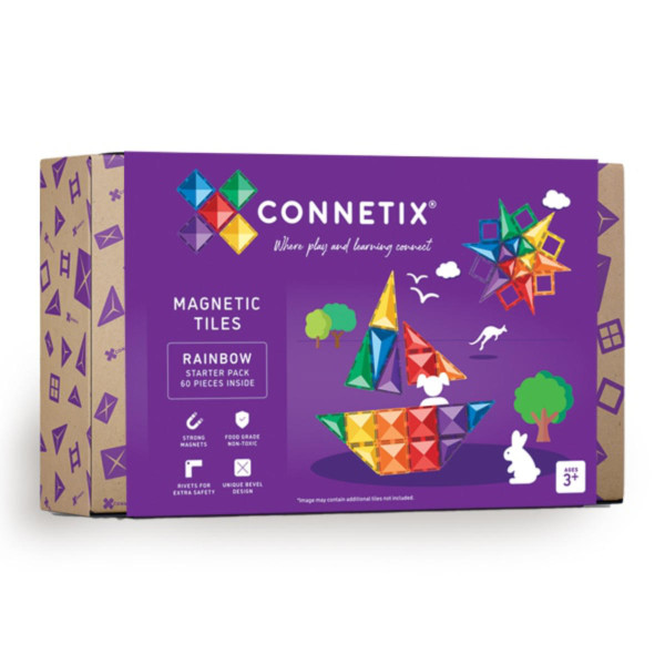Connetix Magnetic Building Blocks Rainbow Starter Pack - 60 Pieces