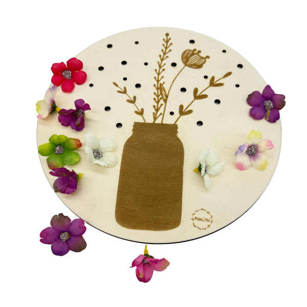 Momscrew Set Aktivitätsplatte Blumenvase + 20 Kunstblumen