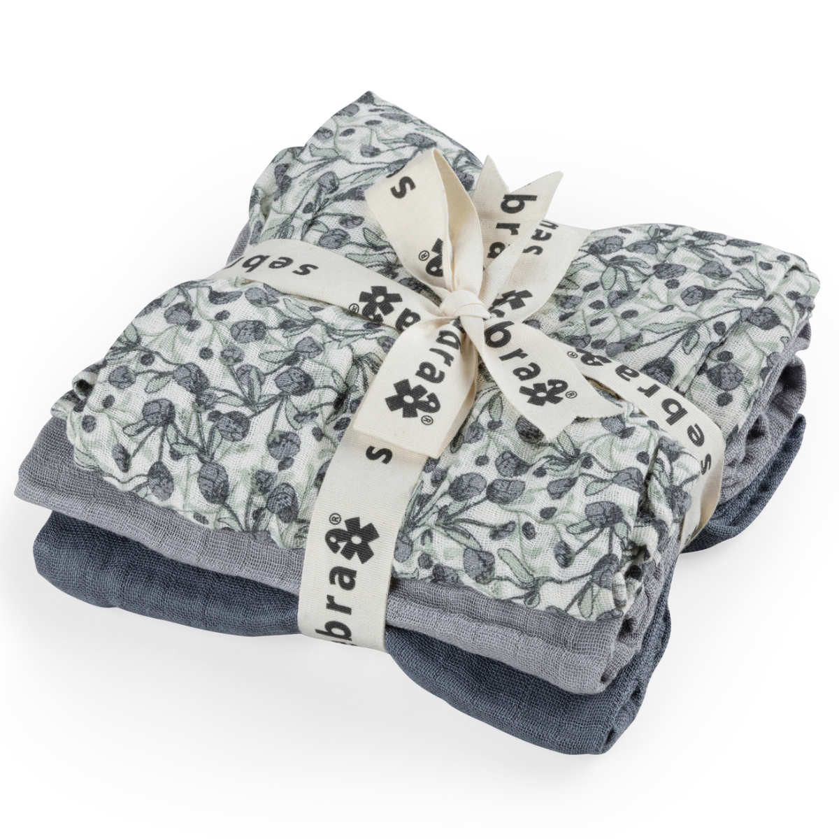 Sebra Spucktücher, 3er Set Blue Olive, Forest Lake Blue