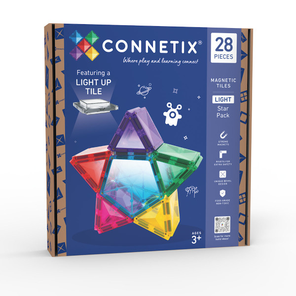 Connetix Magnetic Tiles Light Up Star Pack – 28 Pieces