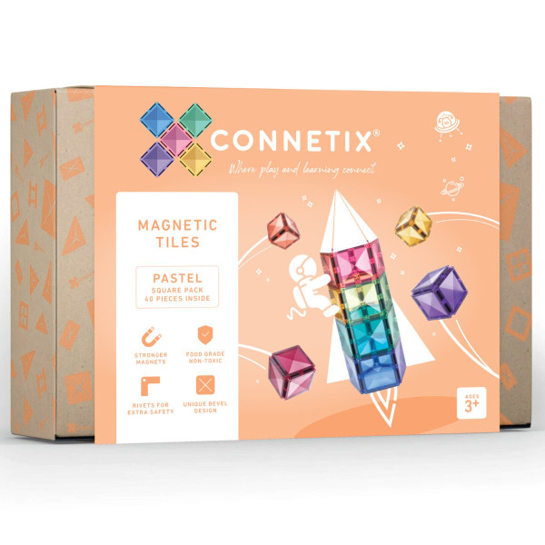 Connetix Magnetbausteine Set - Pastel Quadrate - 40 Teile