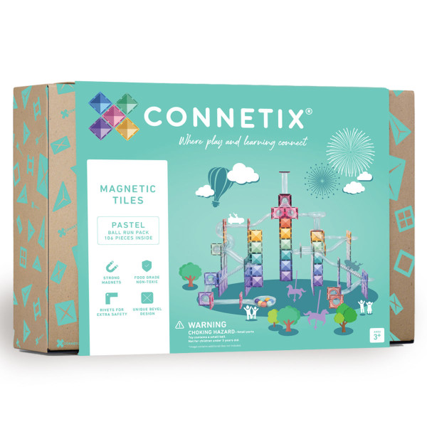 Connetix Magnetic Ball Run Pastel Building Set - 106 parts