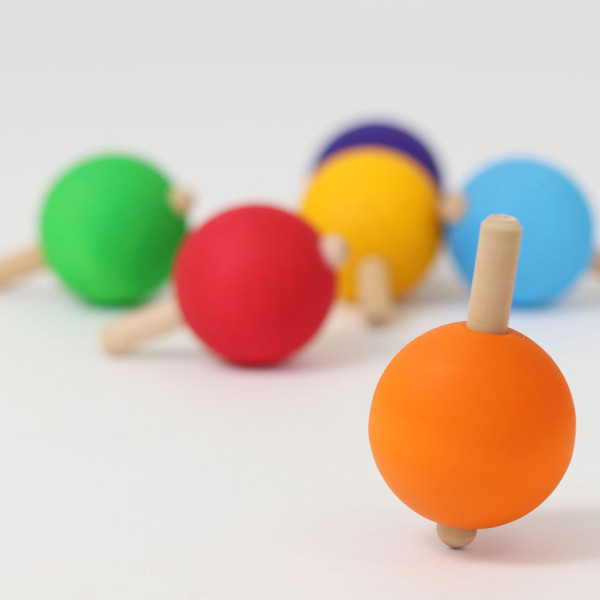 Grimm's Wooden Spinning Tops – Set of 6