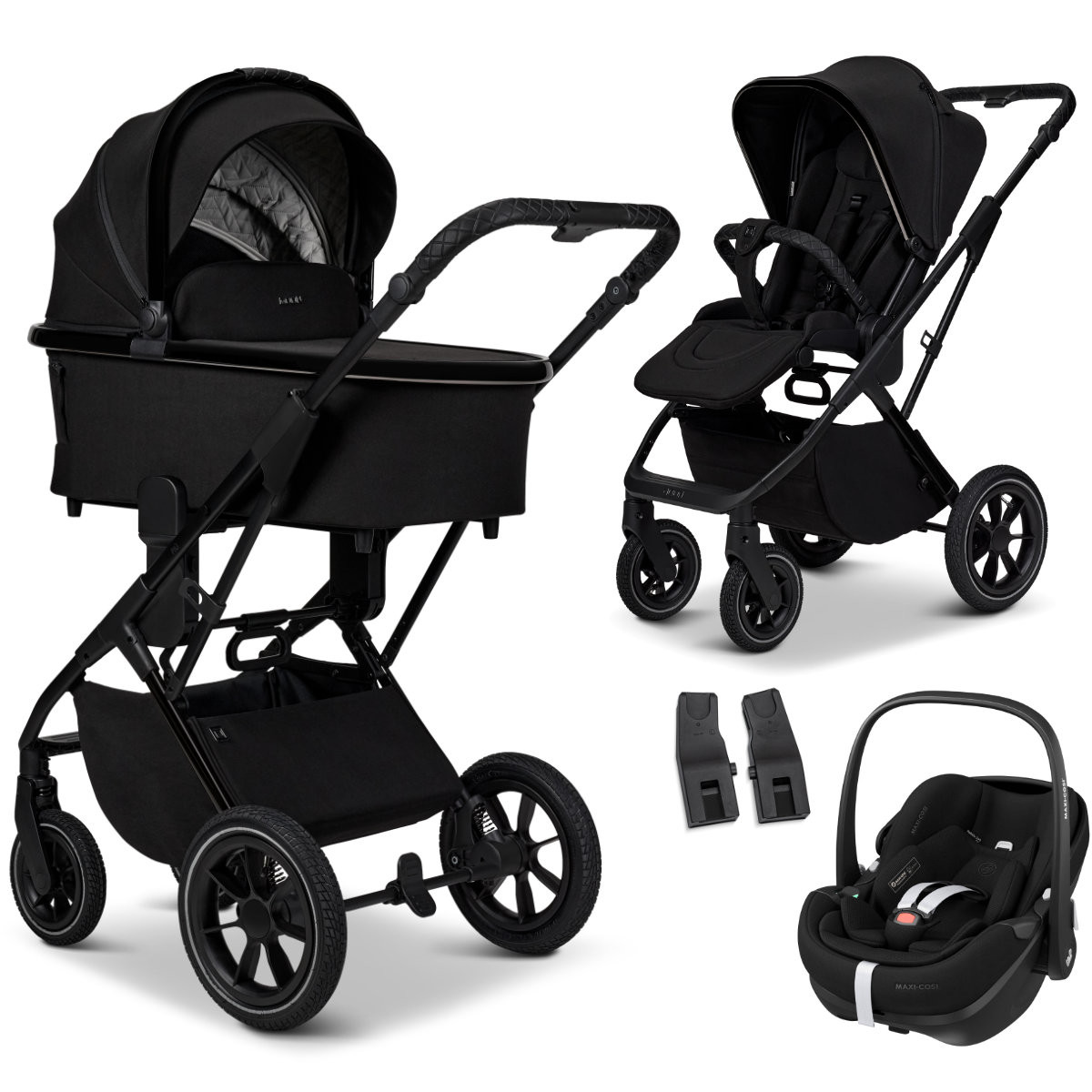Moon Piu Kinderwagen Set 3 in 1 inkl. Maxi Cosi Pebble 360 Pro 2 Onyx