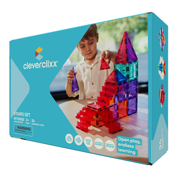 Cleverclixx Stairs Set Intense – 34 Teile Magnetbausteine