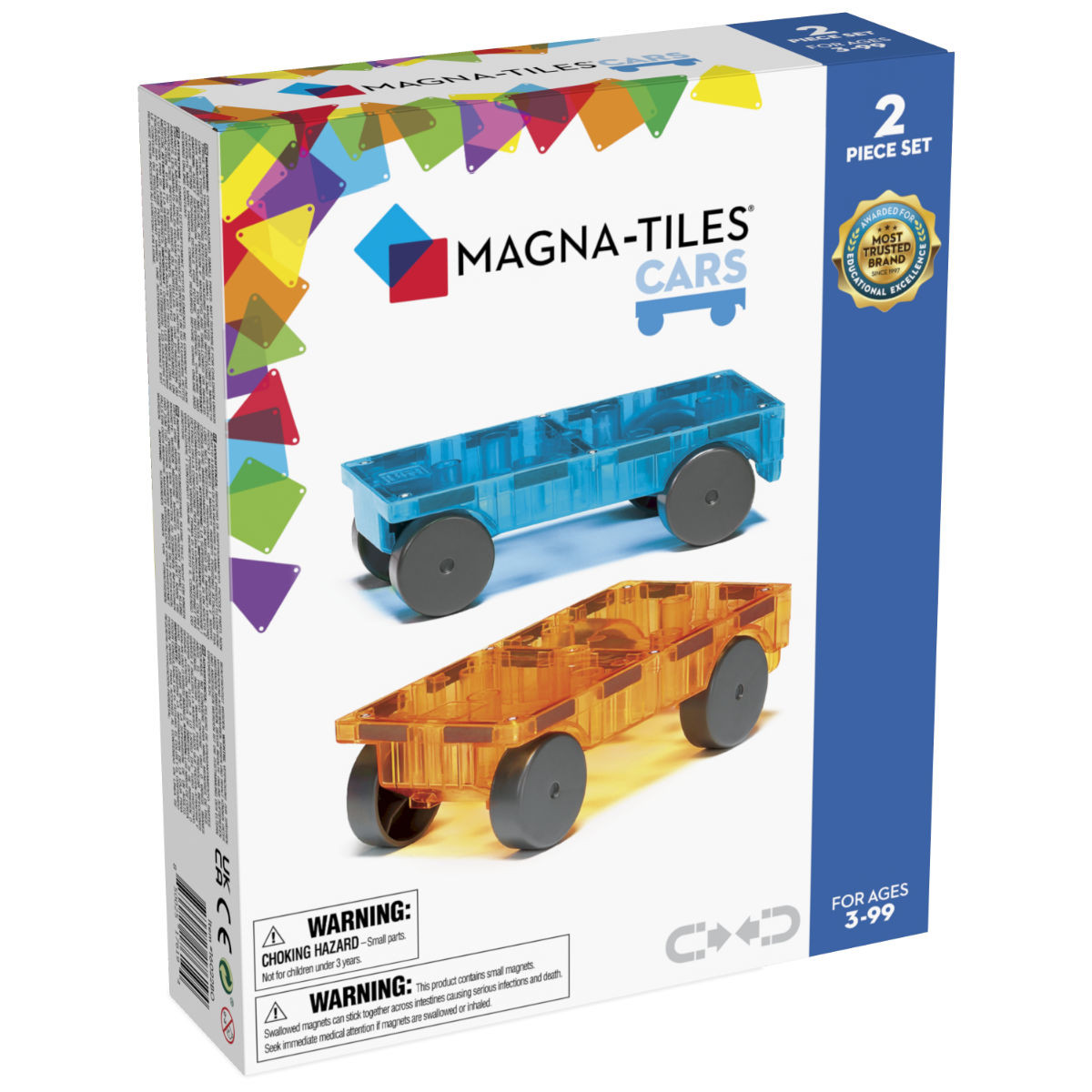 Magna-Tiles Autos - 2 Autos Blue & Orange