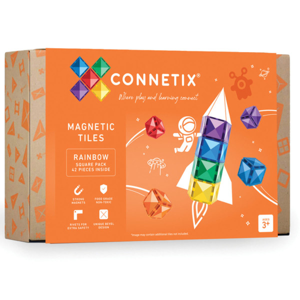 Connetix Magnetic Building Set - Rainbow Squares - 42 Pieces