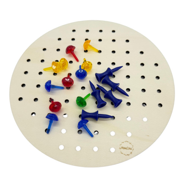 Momscrew Set Aktivitätsplatte Löcher + 80 Mosaik- & 50 Gummiringestecker