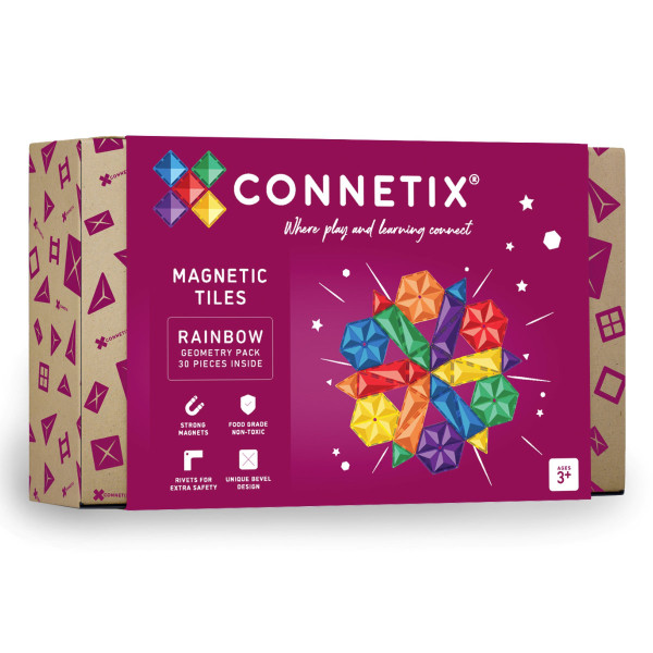 Connetix Magnetic Building Blocks Set - Rainbow Geometry - 30 pieces