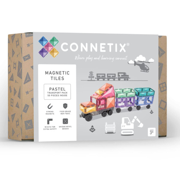 Connetix Magnetic Building Blocks Pastel - 50 Pieces - Transport Pack