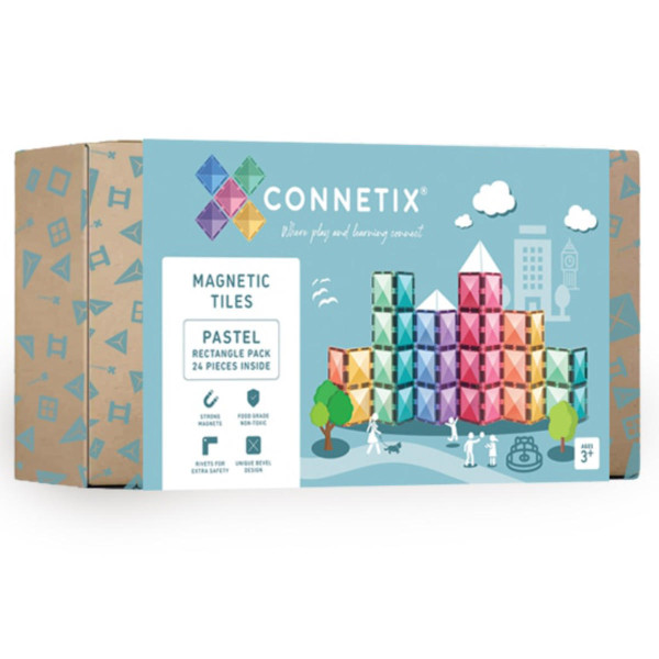 Connetix Magnetic Building Blocks Pastel Rectangle - 24 Pieces
