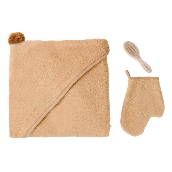 Nobodinoz So Cute Baby Bath Set 3-Piece (Bath Towel, Washcloth & Hairbrush)
