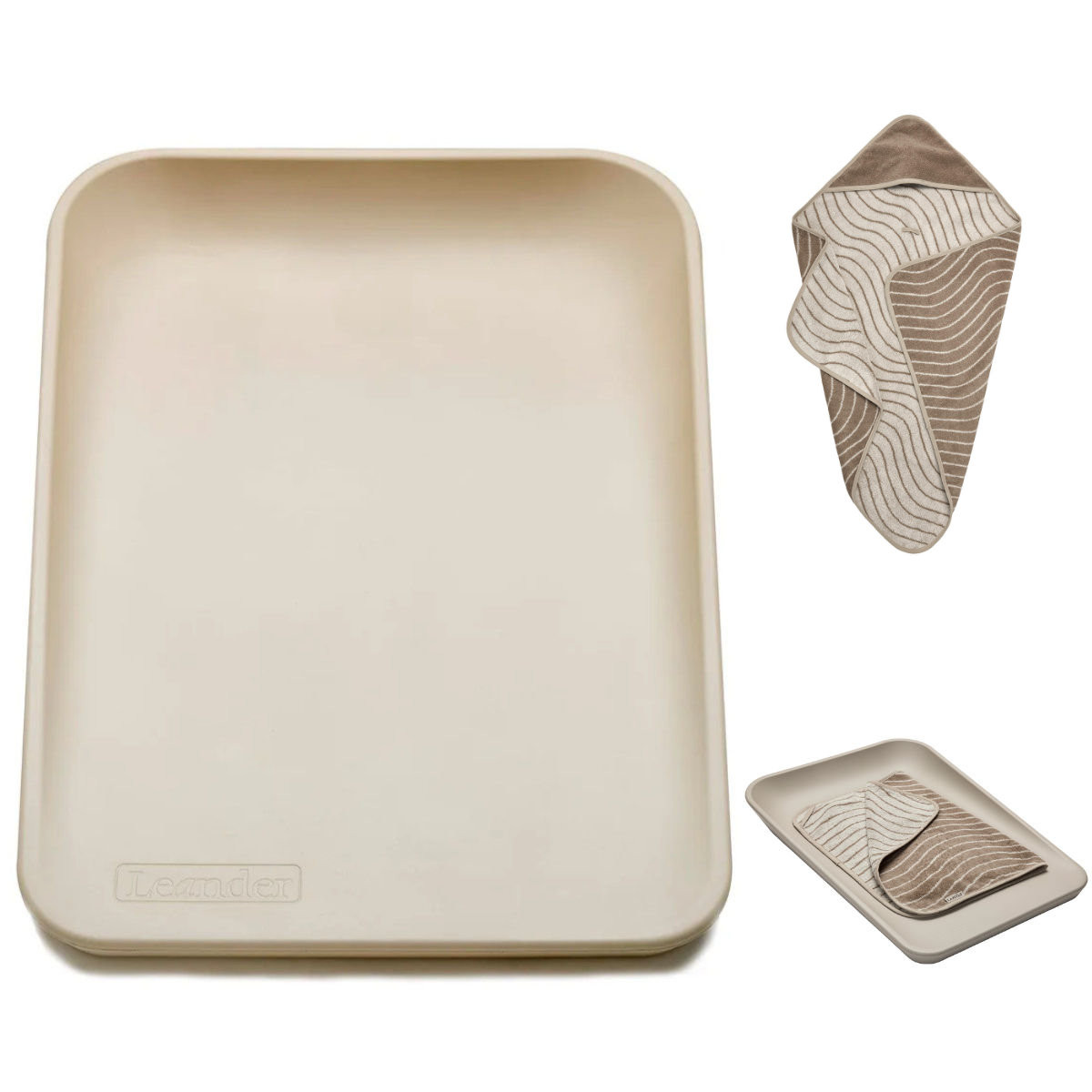 Leander Matty Wickelunterlage + Topper + Hoodie Cappuccino