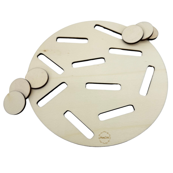Momscrew Set Aktivitätsplatte Schlitze + 10 Holzchips (33 mm)
