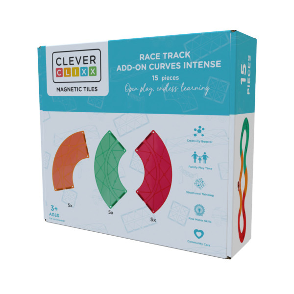 Cleverclixx Race Track Extension Set in Bright Colors – 15 Pieces